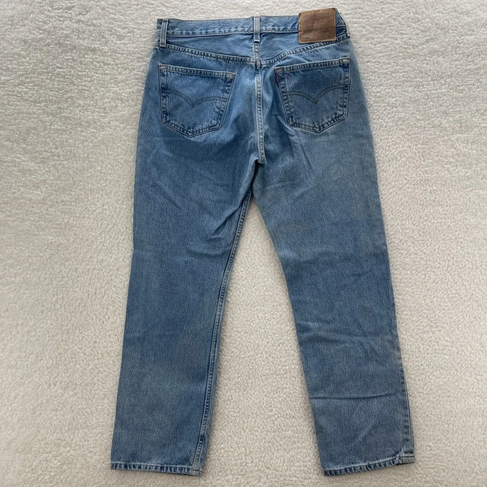 Levis 501 Jeans Mens 34x30 Blue Medium Wash Original Straight Button Fly Denim